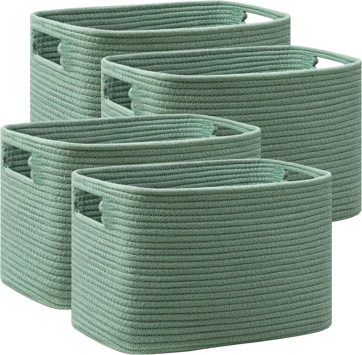 4 Cestas Almacenamiento con Asas Color Verde 14.5x9.8x9