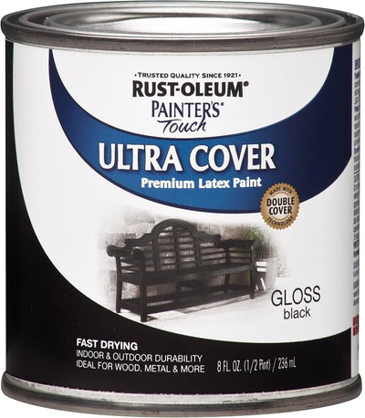 Pintura látex media pinta negro brillante 8oz pack 6