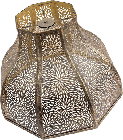 Pantalla lámpara metal bronce dorado diseño loto 5.32pulg