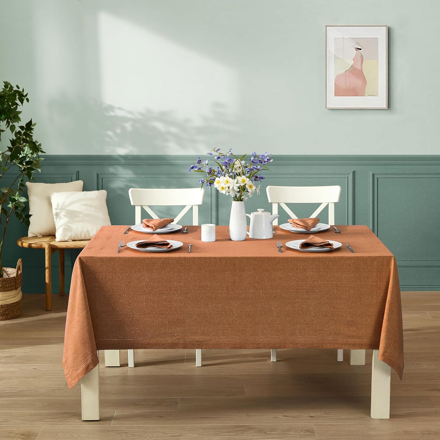 Mantel rectangular algodón punto vainica 60x120pulg color liso