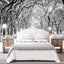 Papel tapiz 3D diseño bosque nevado gris sala y dormitorio