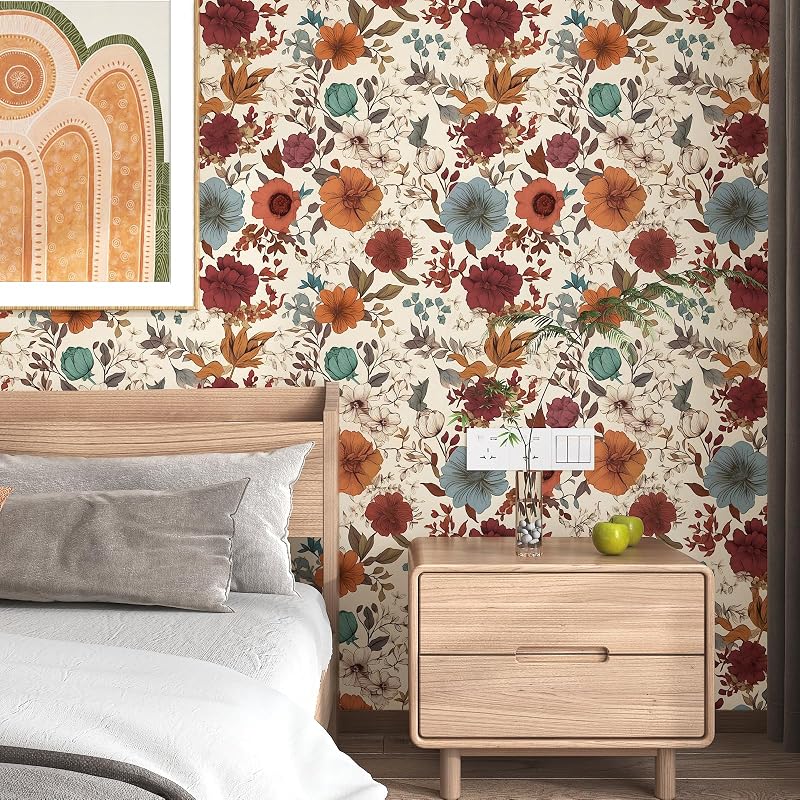 Papel tapiz floral amarillo 17.5x393" autoadhesivo