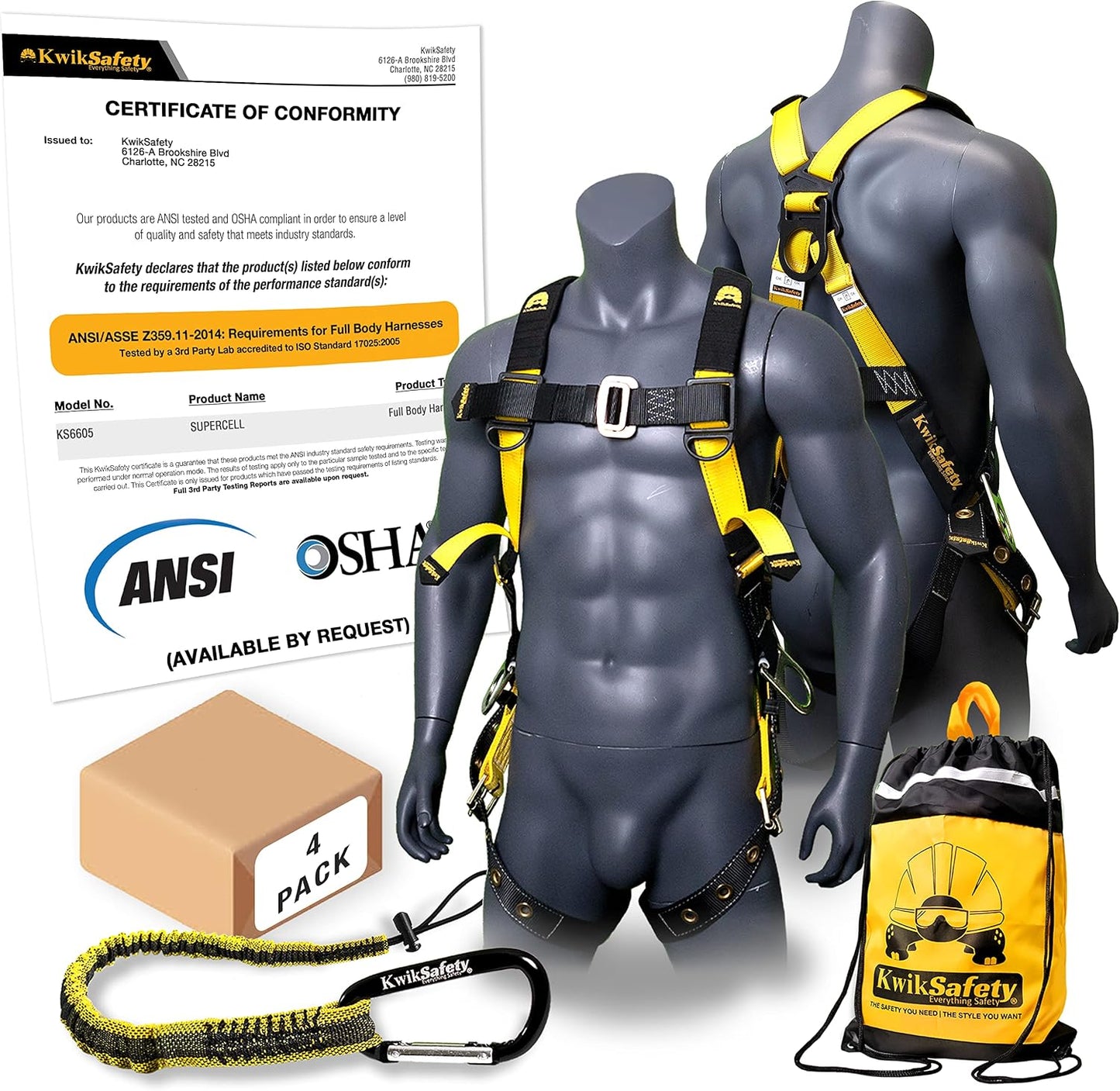Arnés seguridad 3 anillos cuerpo completo ANSI OSHA