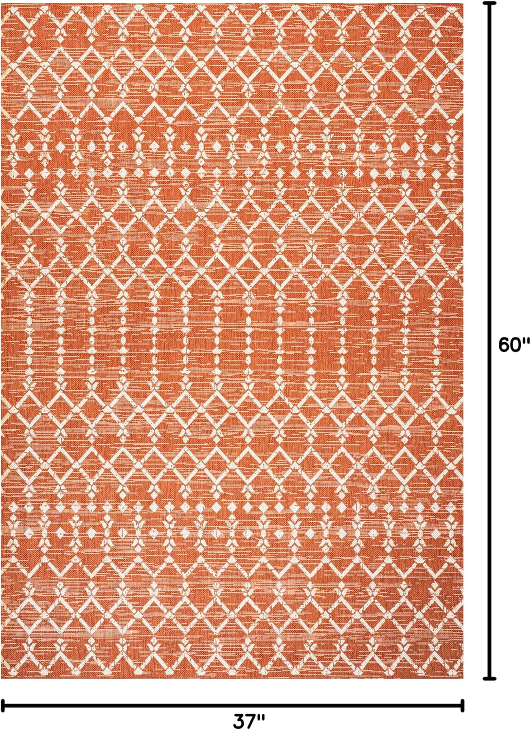 Tapete geométrico Ourika 3x5ft naranja/crema para patio
