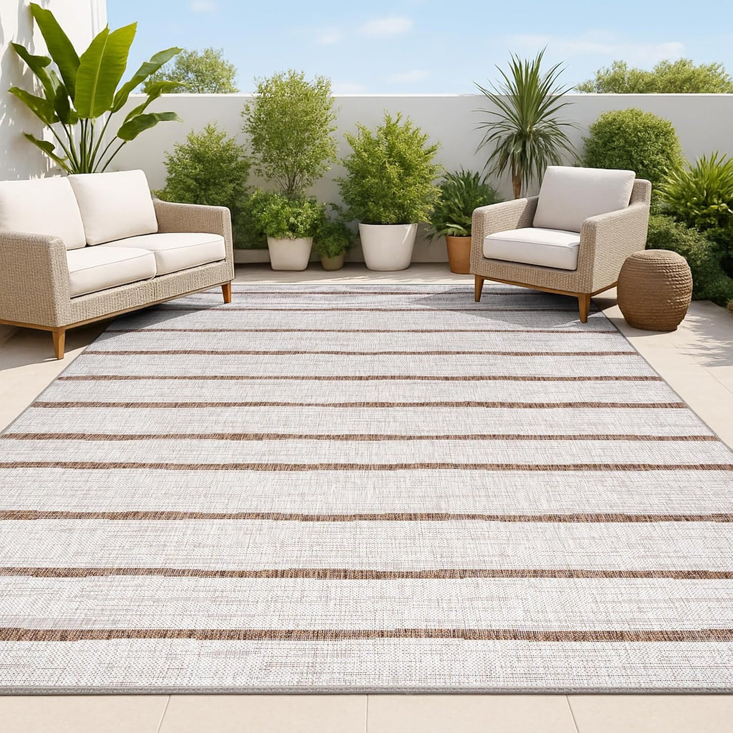 Alfombra Berber Stripe interiores 3x5ft beige/marrón