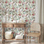 Papel tapiz floral rosa autoadhesivo 17.7x354"
