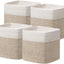 4 Cubos Almacenamiento 13x13" Canasta Algodón Marrón