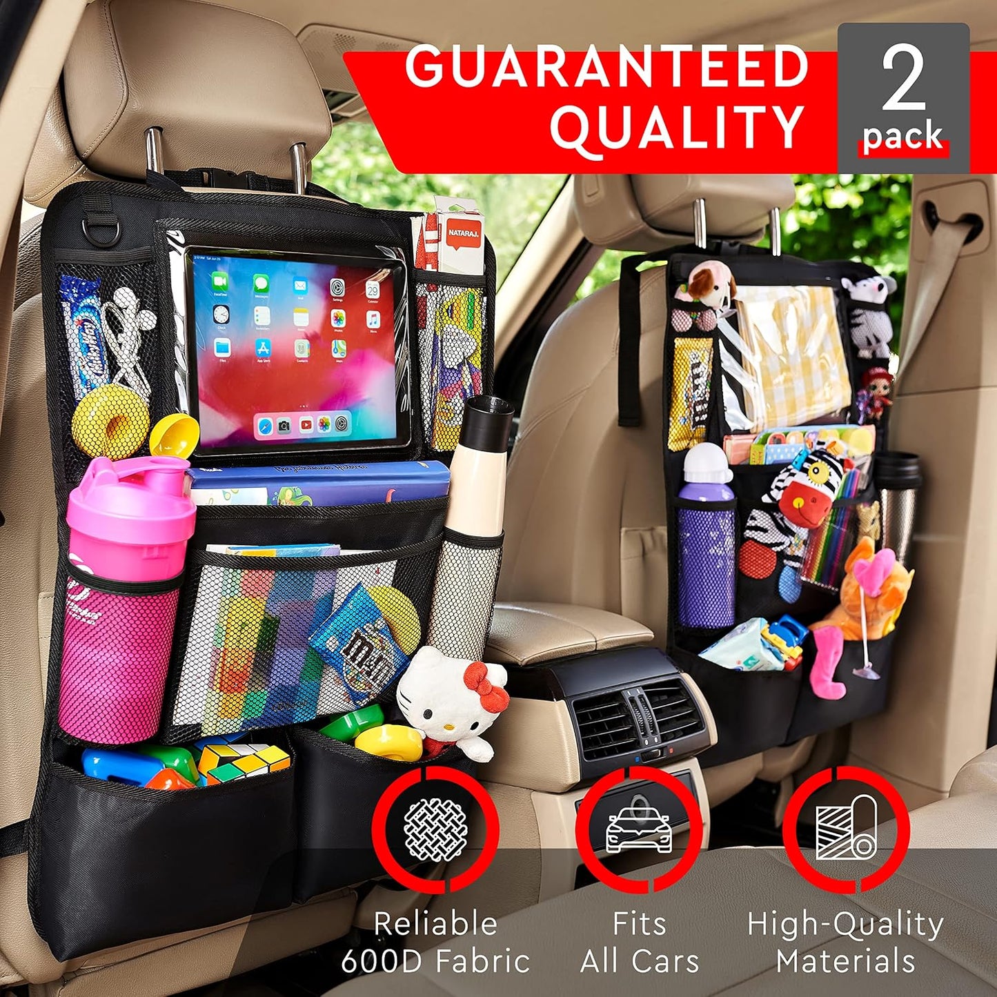 Organiz. asiento trasero coche con soporte tablet 9