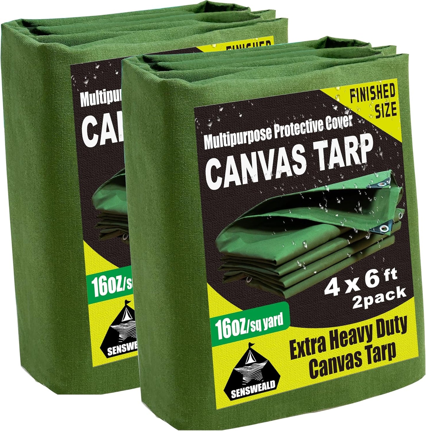 2 Lonas Servicio Pesado 4x6ft 16oz Resistente Agua Verde