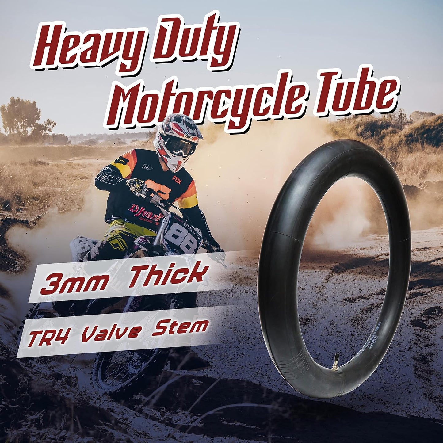 Cámara aire motocicleta 3mm butílica válvula TR4