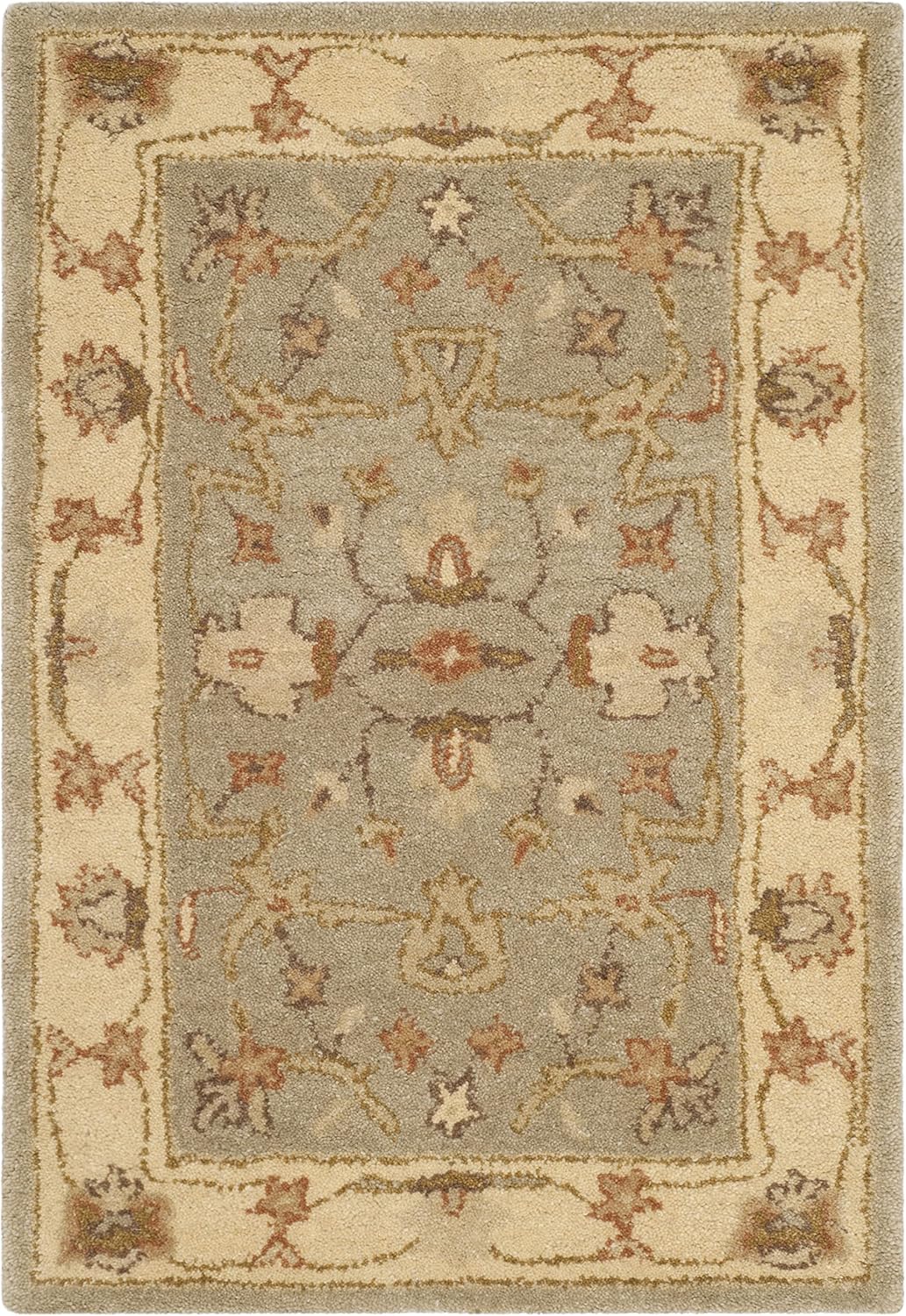 Alfombra lana oriental hecha a mano 2x3ft gris claro