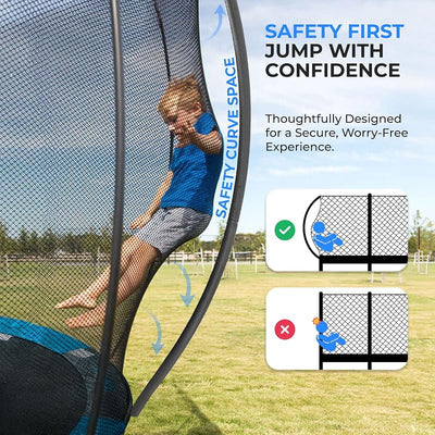 Trampolín exterior 8-14ft con red y revestimiento antióxido