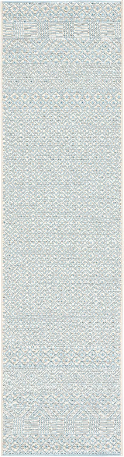 Alfombra lavable exterior Courtyard 2.3x6.7pies beige azul