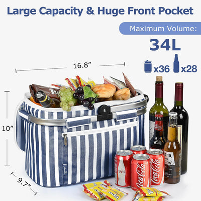 Cesta picnic aislada resistente agua plegable aluminio