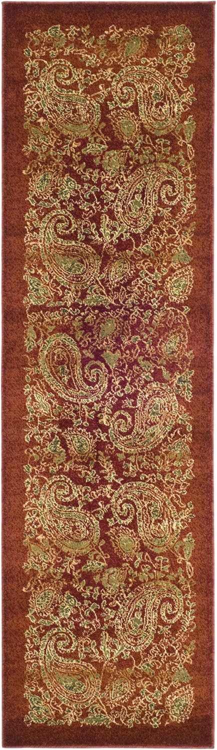 Alfombra pasillo 2ft3pulg x 12ft rojo y multicolor
