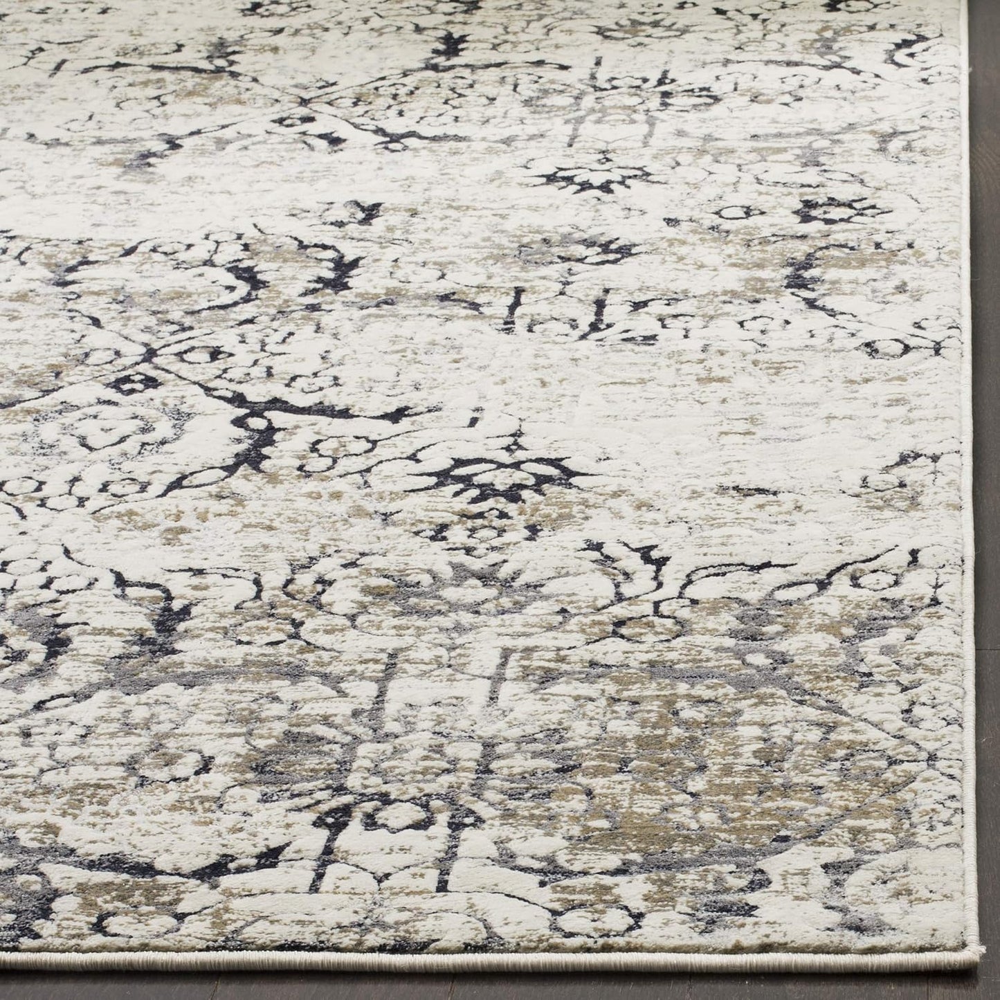 Alfombra envejecida 3x5ft color carbón/crema
