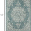 Alfombra geométrica medallón patio 6.6x9.2ft azul/blanco