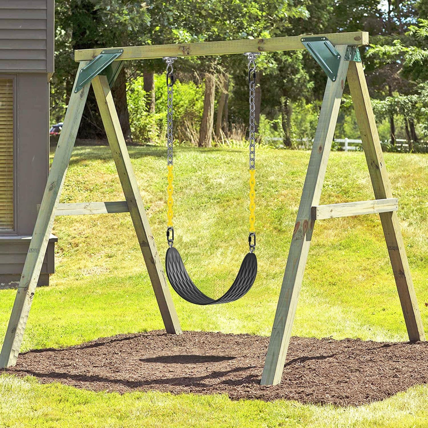 Asientos columpio resistentes set 2 cadena 66" negro