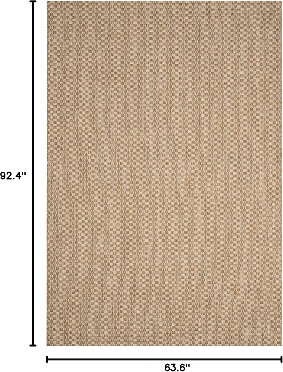 Alfombra exterior lavable 5.3x7.7ft natural y crema