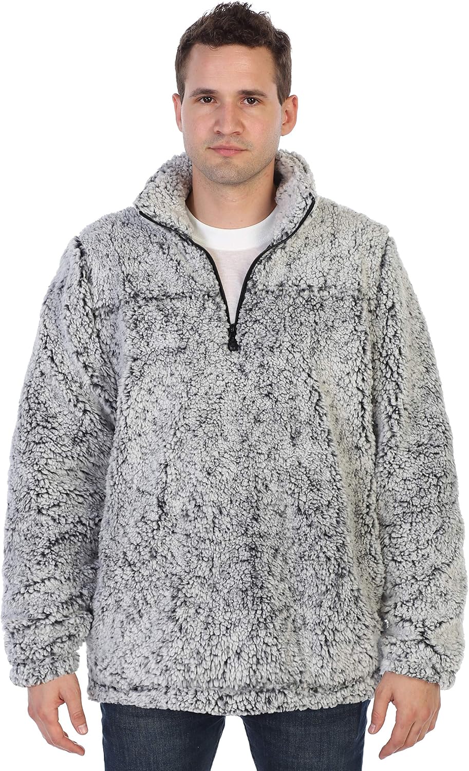 Suéter Sherpa suave con cremallera 1/4