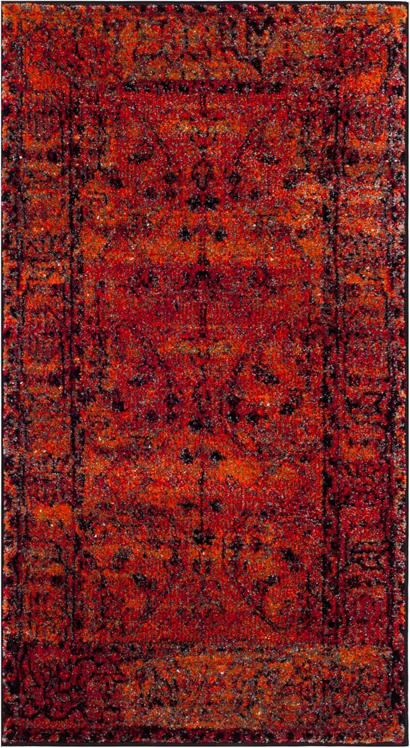 Alfombra acento 2.3x4ft naranja diseño persa sin pelusas