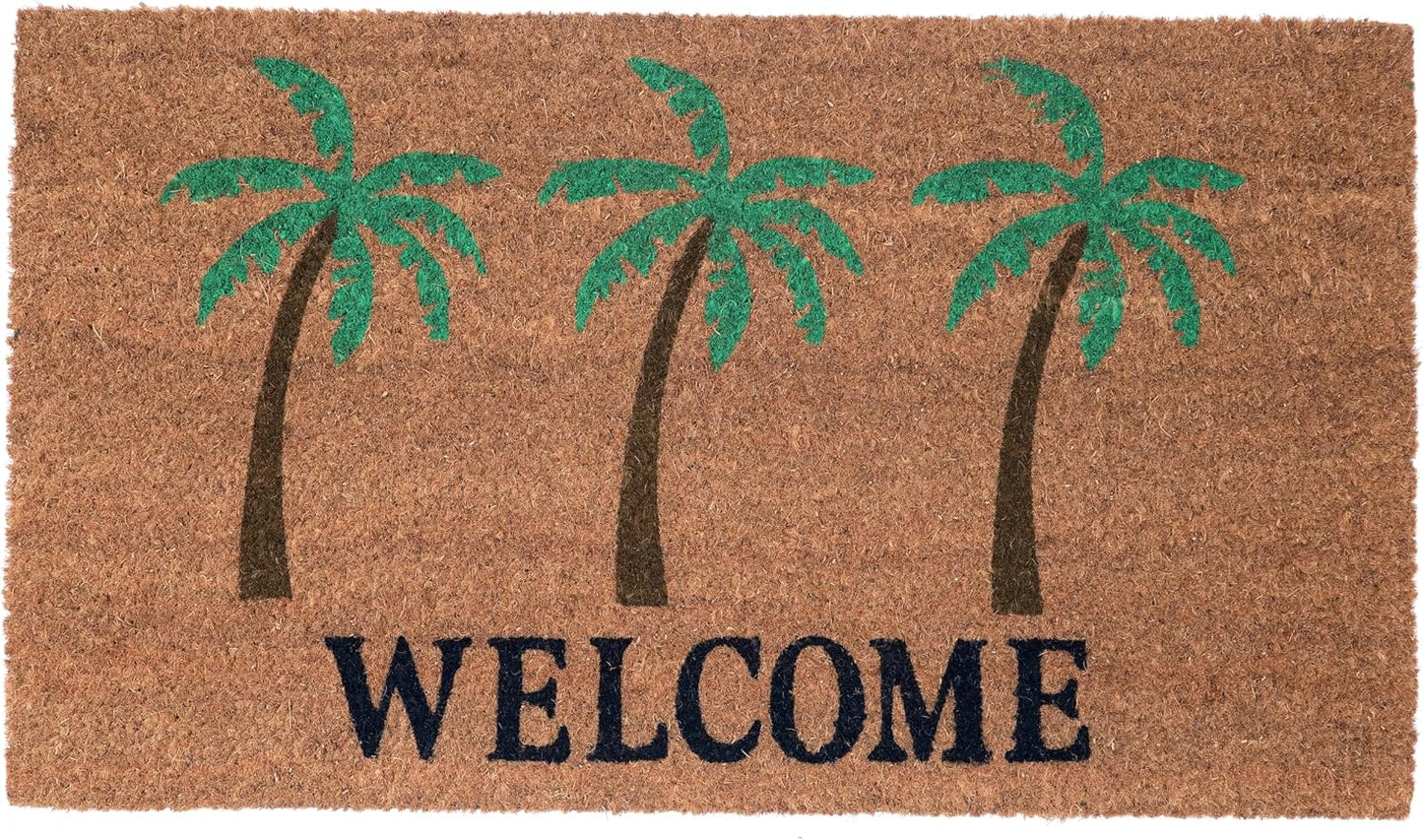 Felpudo fibra coco 17x30pulg Bienvenida Palmeras