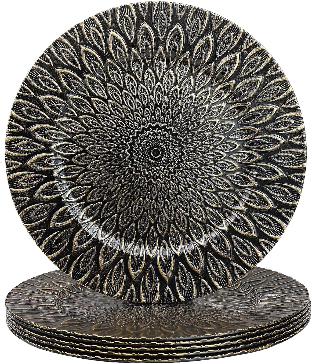 Set 6 Platos Base Pavo Real 33cm Plástico para Mesa