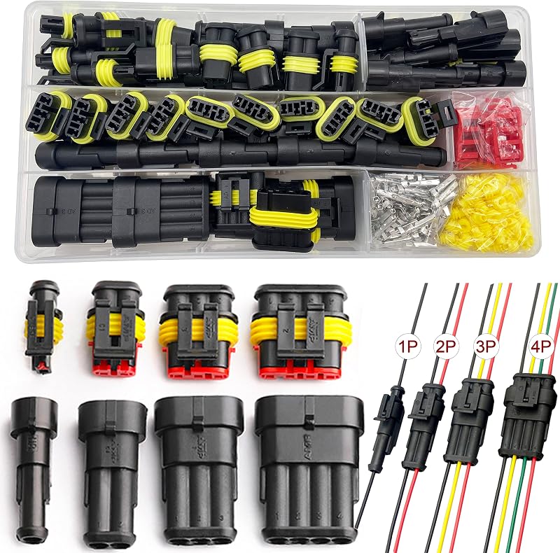 Kit 430 pzas conectores 1-4 pines impermeable coche 20-16 AWG
