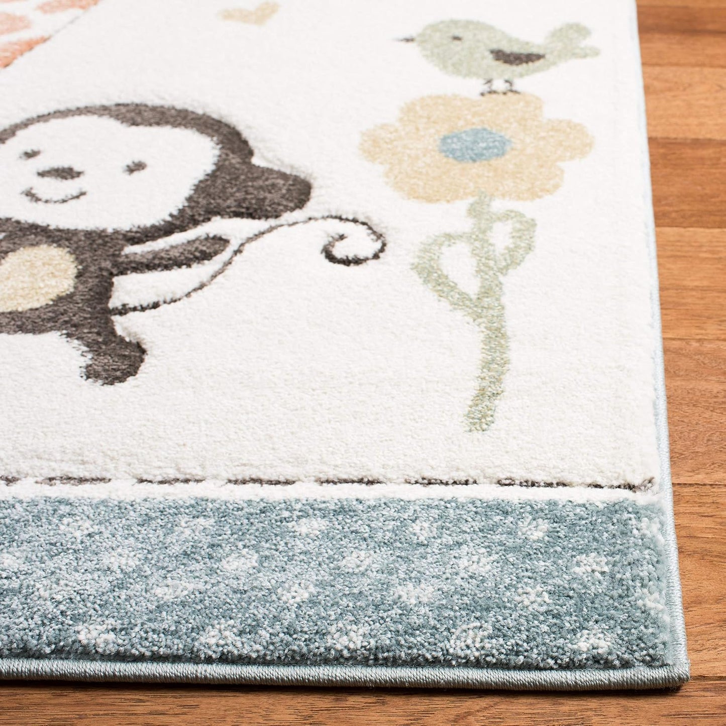 Alfombra decorativa para niños 4x6ft color marfil diseño