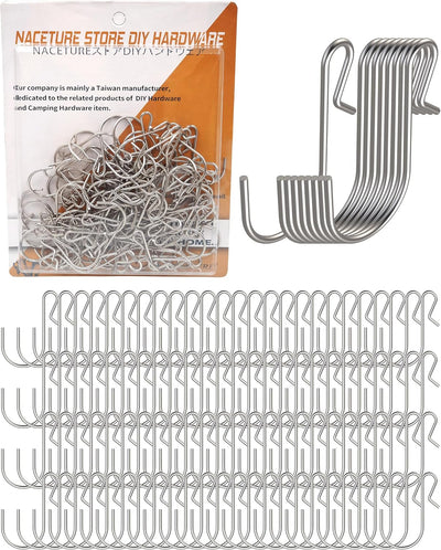 100 Ganchos en S Acero Inox para Joyas y Utensilios
