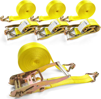 4 Correas Trinquete 2pulg x27ft Gancho J 10000lb para