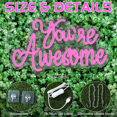 Letrero neón LED You Are Awesome rosa regulable USB