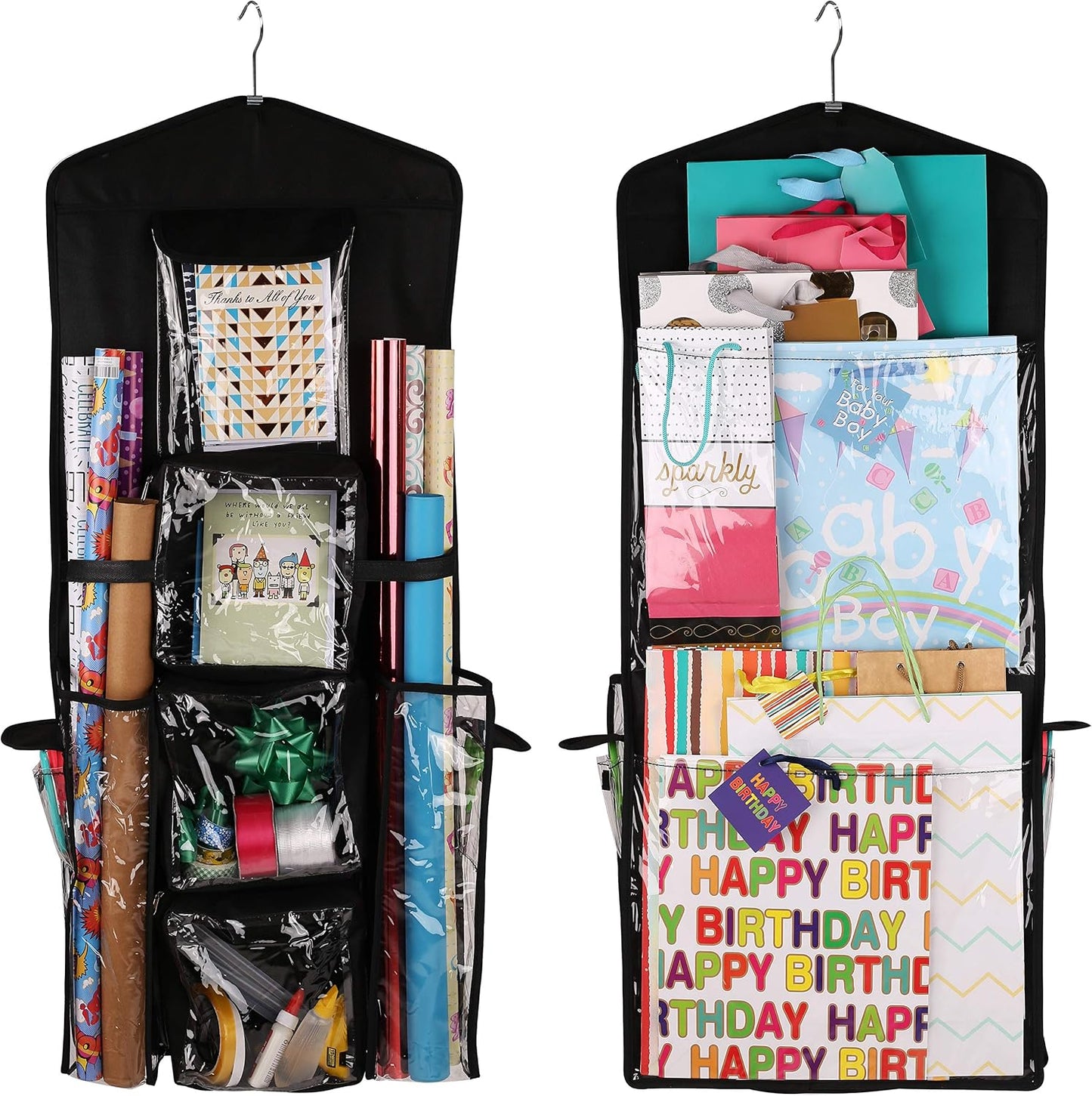 Bolsa regalo colgante doble cara organiz. papel negro