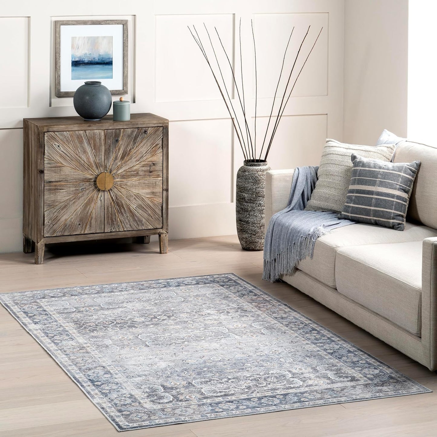 Alfombra vintage 3x5ft suave resistente manchas dormitorio