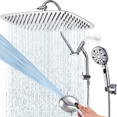 Cabezal ducha 14pulg masaje 3 vías acero inox