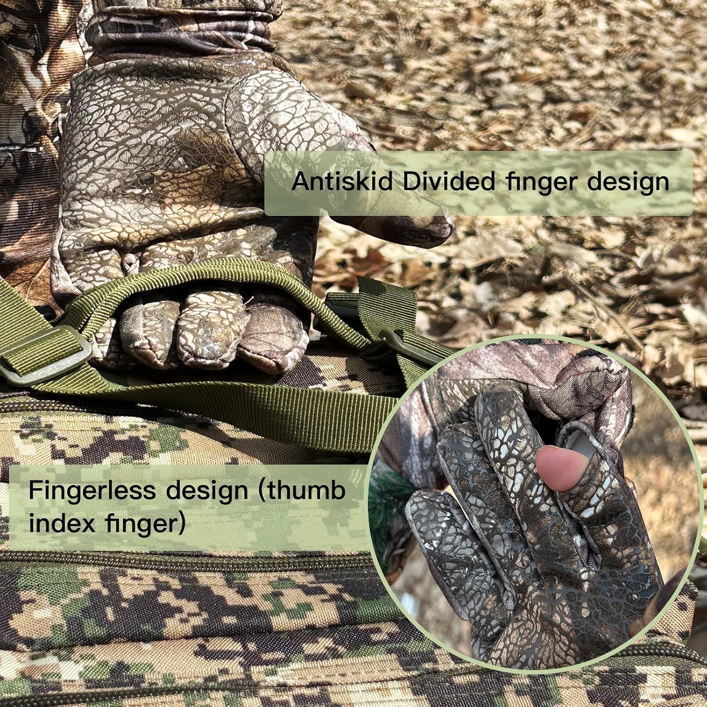 Guantes camuflaje caza hombres actividades al aire libre