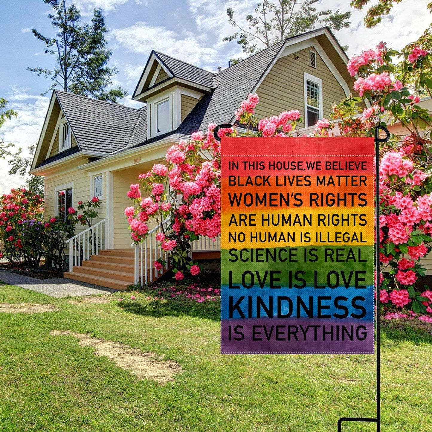 Bandera doble cara Rainbow Black Lives Matter 12.5x