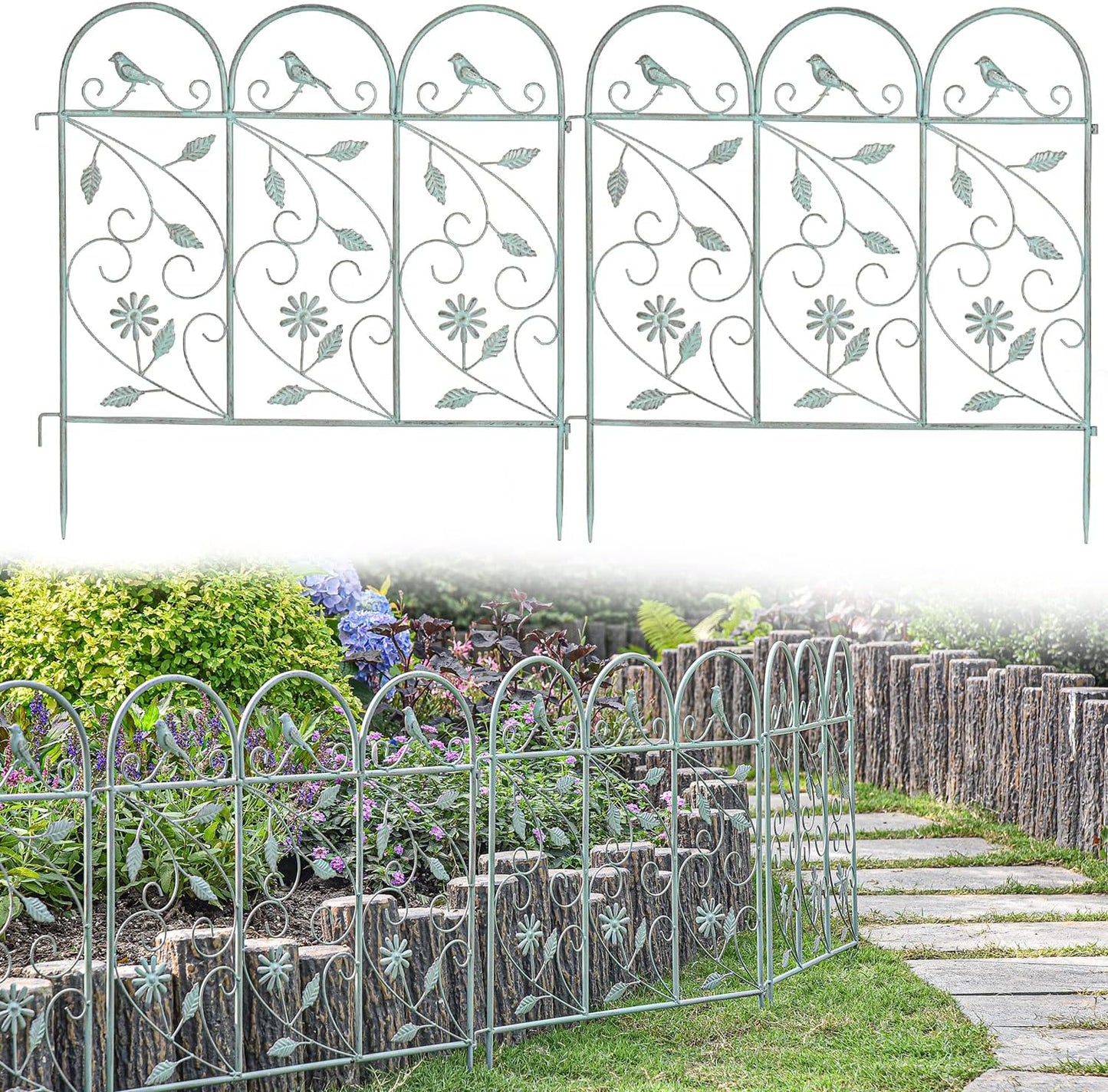 Borde valla jardín metal 25pulg x8ft estilo rústico