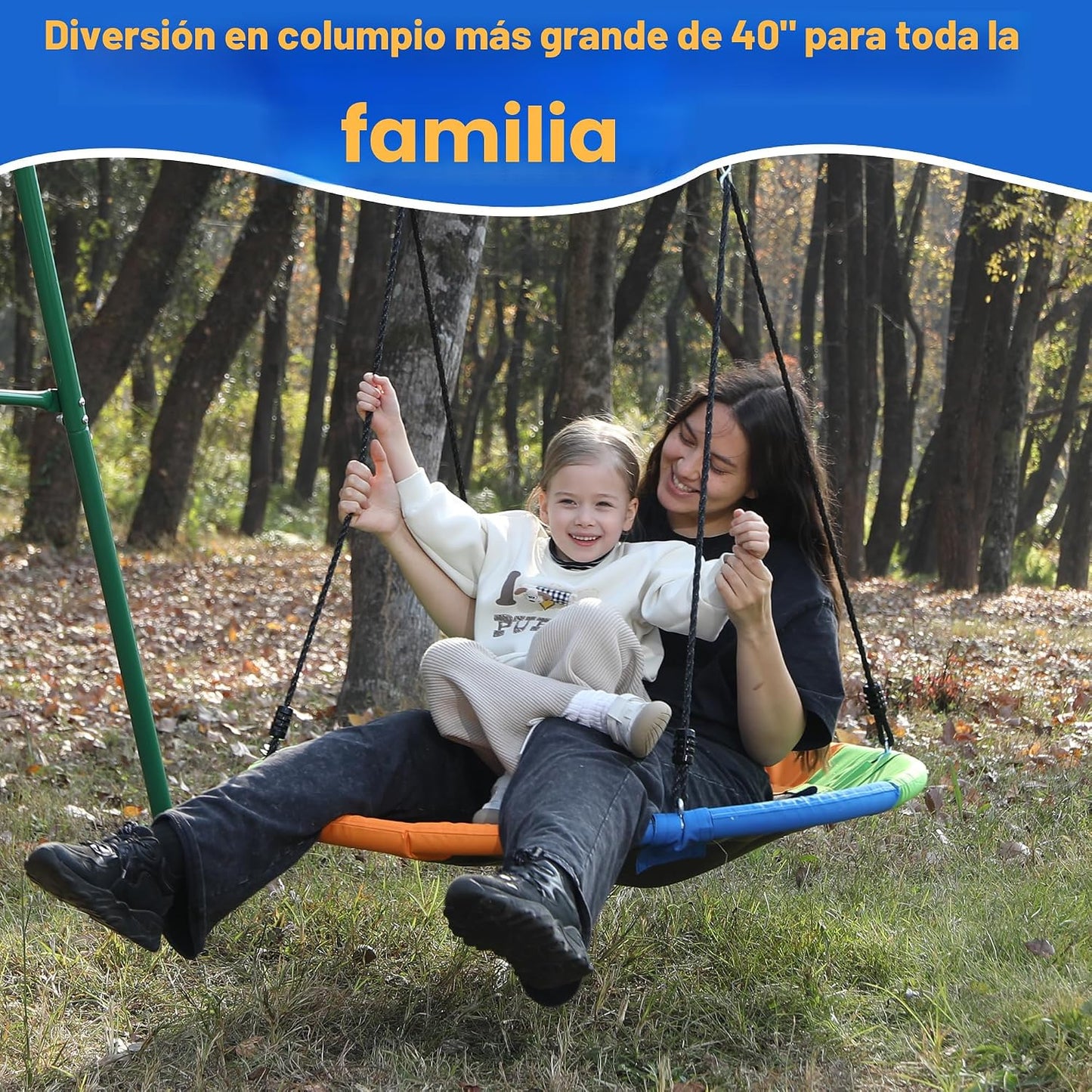 Asiento columpio redondo para niños 40" exterior multicolor
