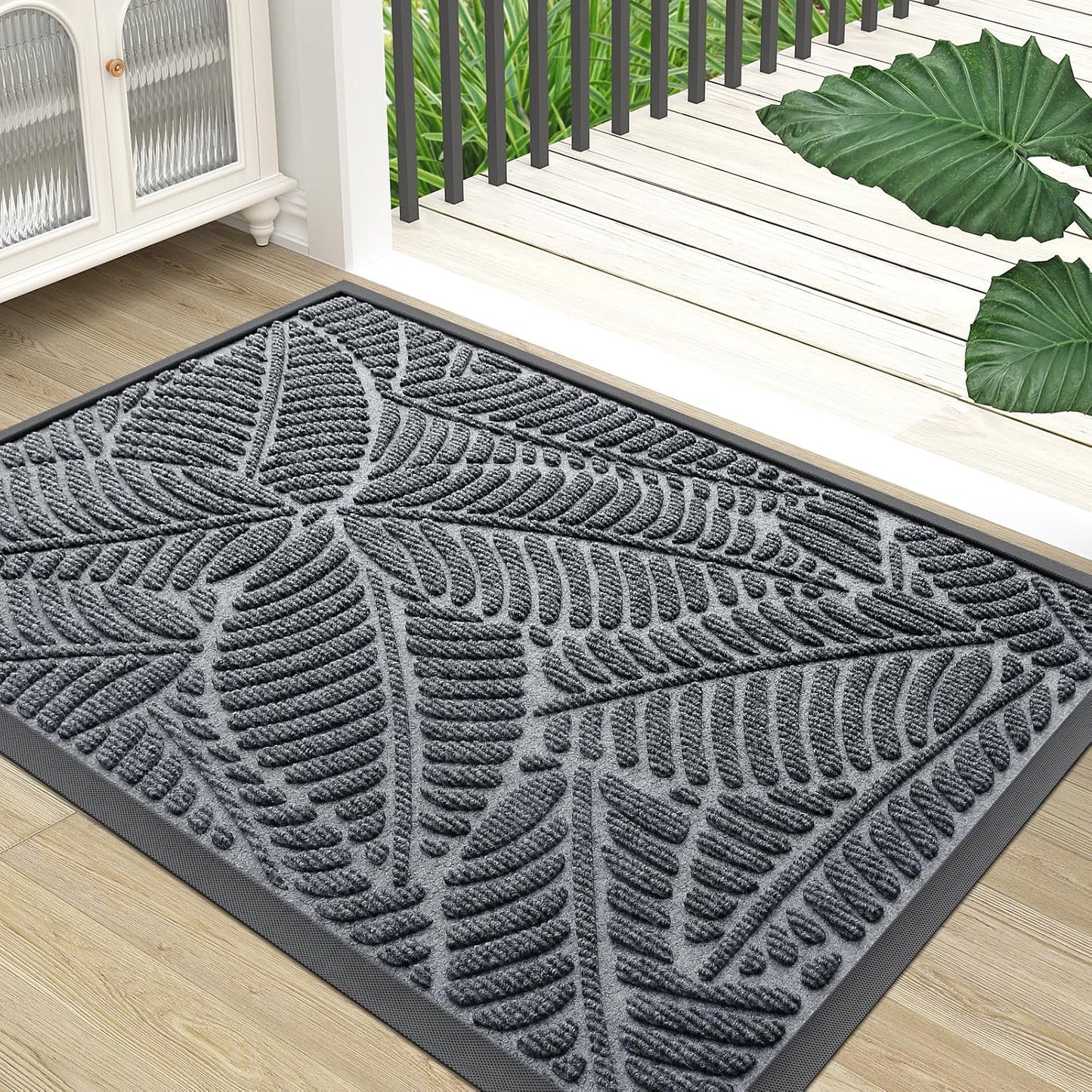 Tapete goma natural impermeable antiderrap 29.5x17" gris