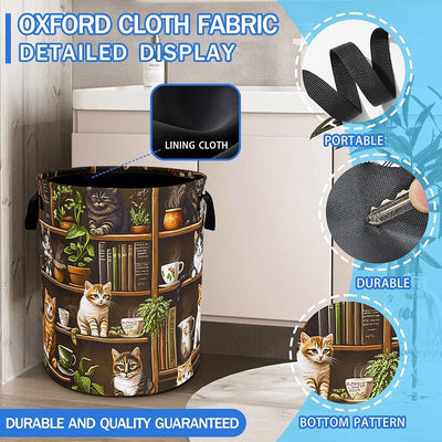 Cesta ropa sucia gato tela Oxford asa plegable 18.9x16.5pulg