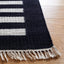 Alfombra Kilim 5x8ft rayas beige y negro lana y algodón