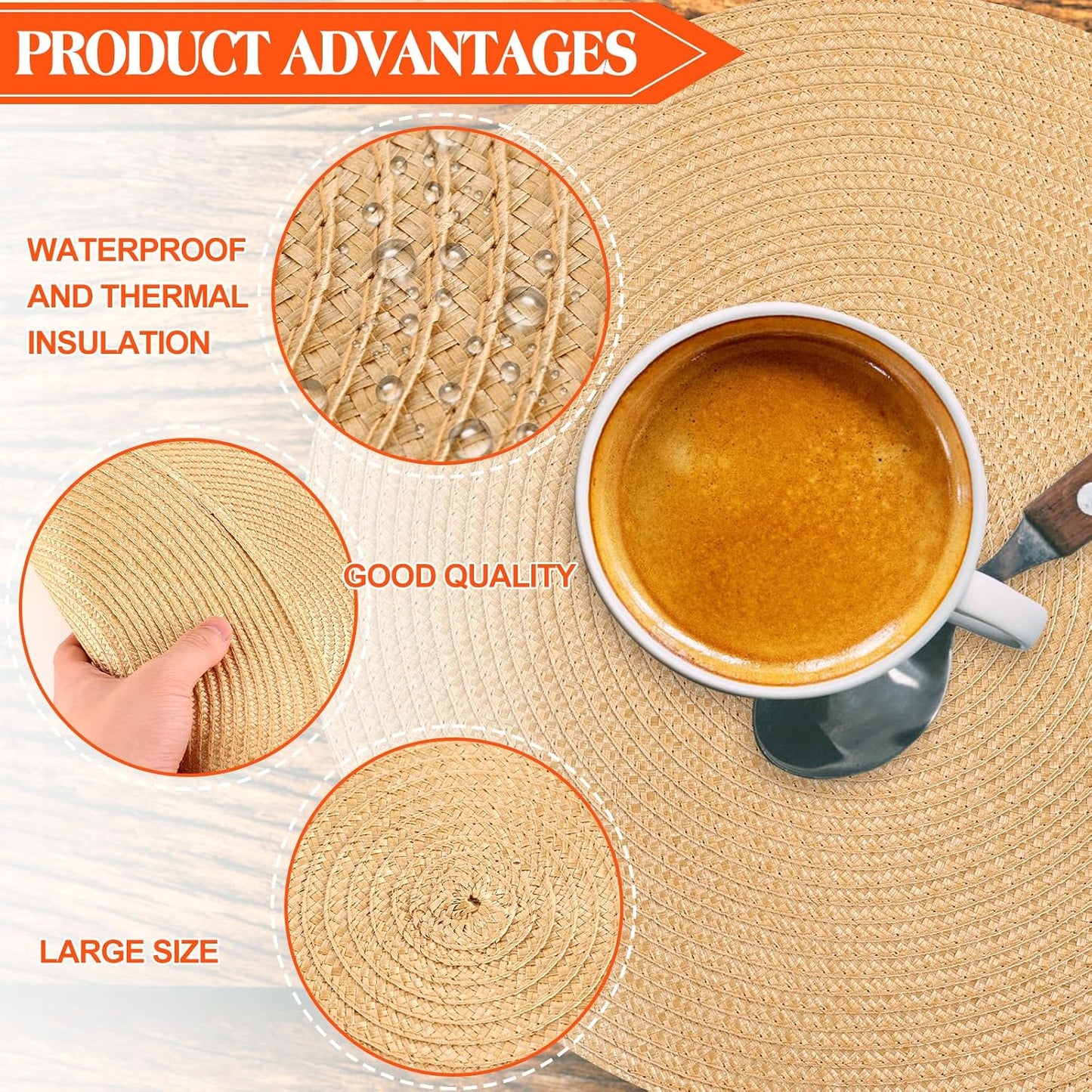 Set 4 manteles redondos otoño 15pulg para mesa cocina