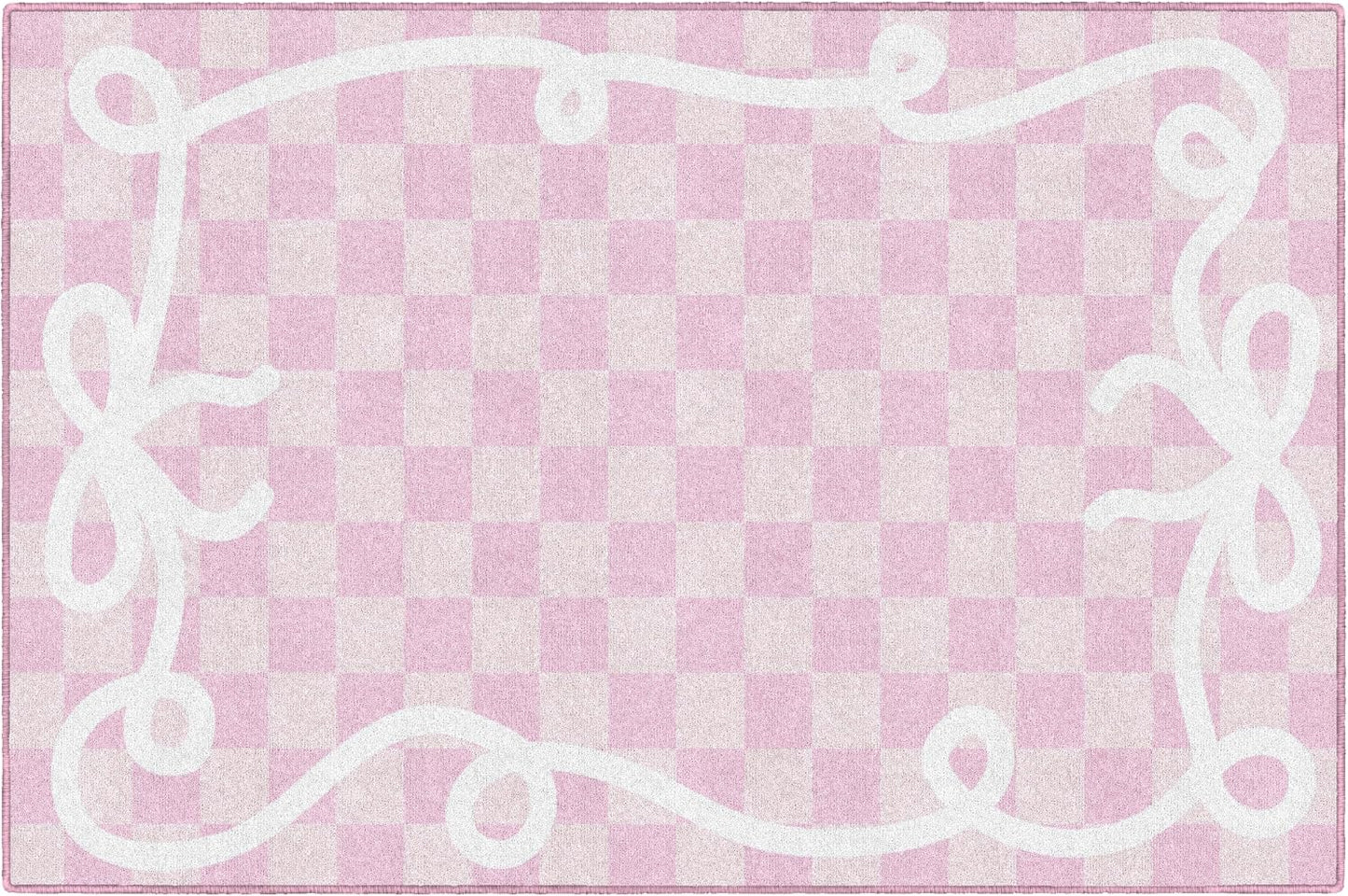Alfombra educativa para niños 5x7ft6pulg color rosa