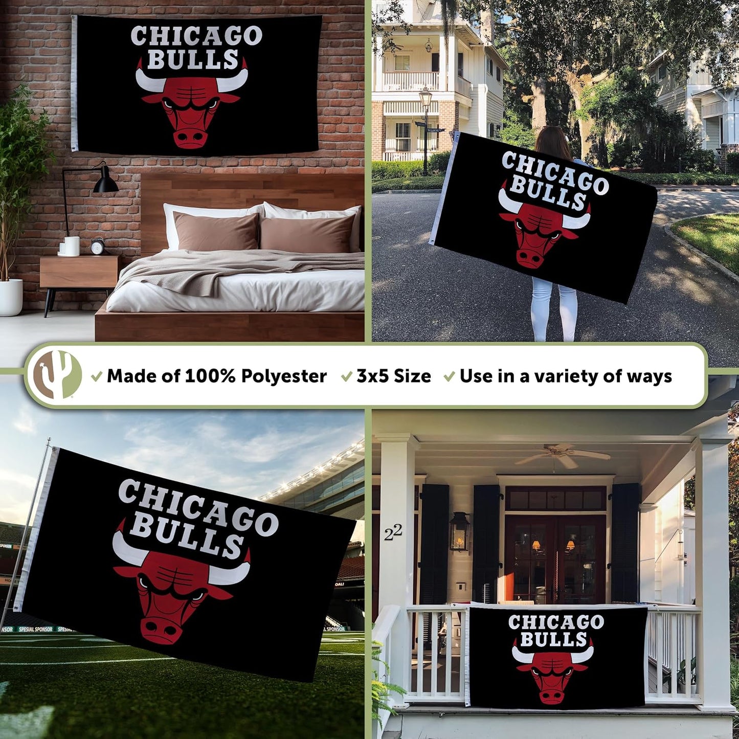 Bandera Chicago Bulls 3x5ft tela poliéster duradera