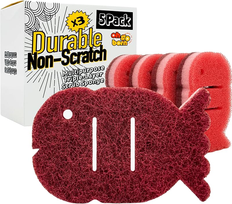 5 Pzas Esponjas Multiusos Doble Cara Triple Capa Cocina