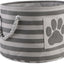 Cubo almacenamiento mascotas parche pata rayado gris