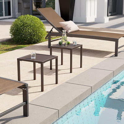 2 Mesas Auxiliares Aluminio Exteriores para Silla Piscina