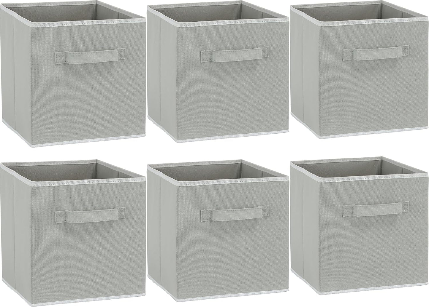 6 Pzas Contenedores plegables tela 11" gris armario