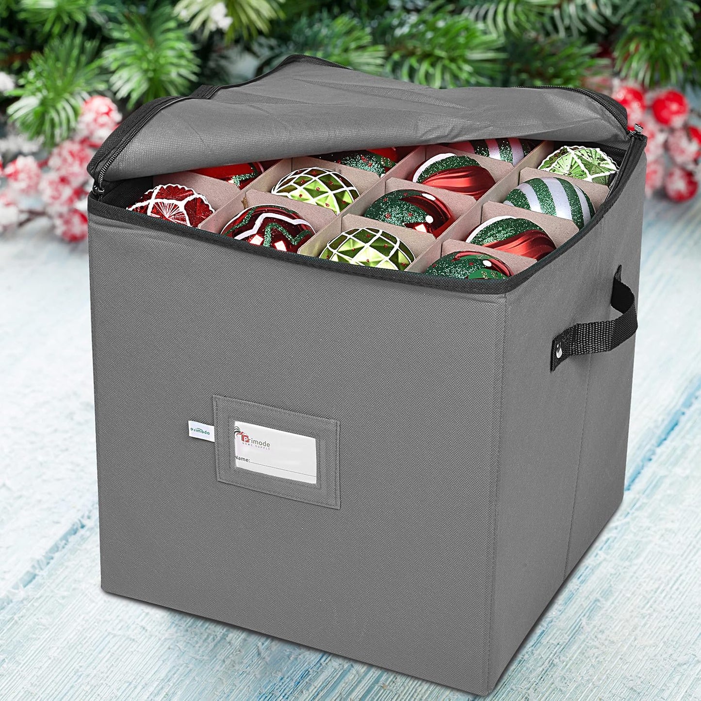 Caja almacenamiento Navidad 4 bandejas 64 bolas material